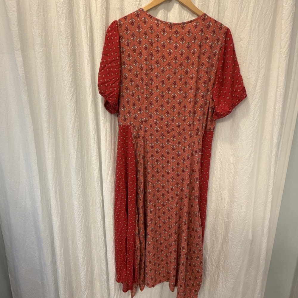 Sharagano Mixed Print Ditsy Floral Button Down Dress Size 16 Boho Asymmetrical - Picture 5 of 12